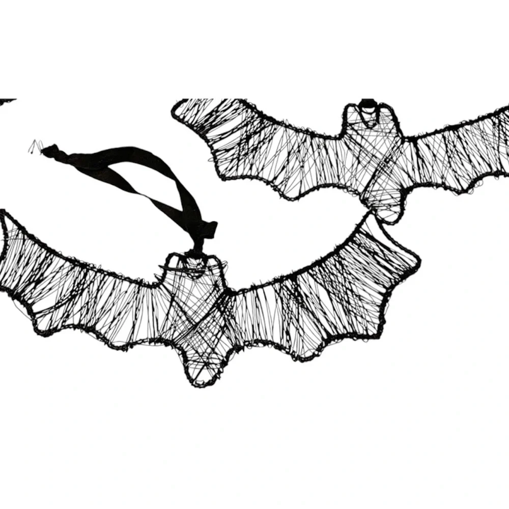 Lot 4 Spooky Halloween Black Crows Bats Hanging Decor Ornaments Wire Farmhouse